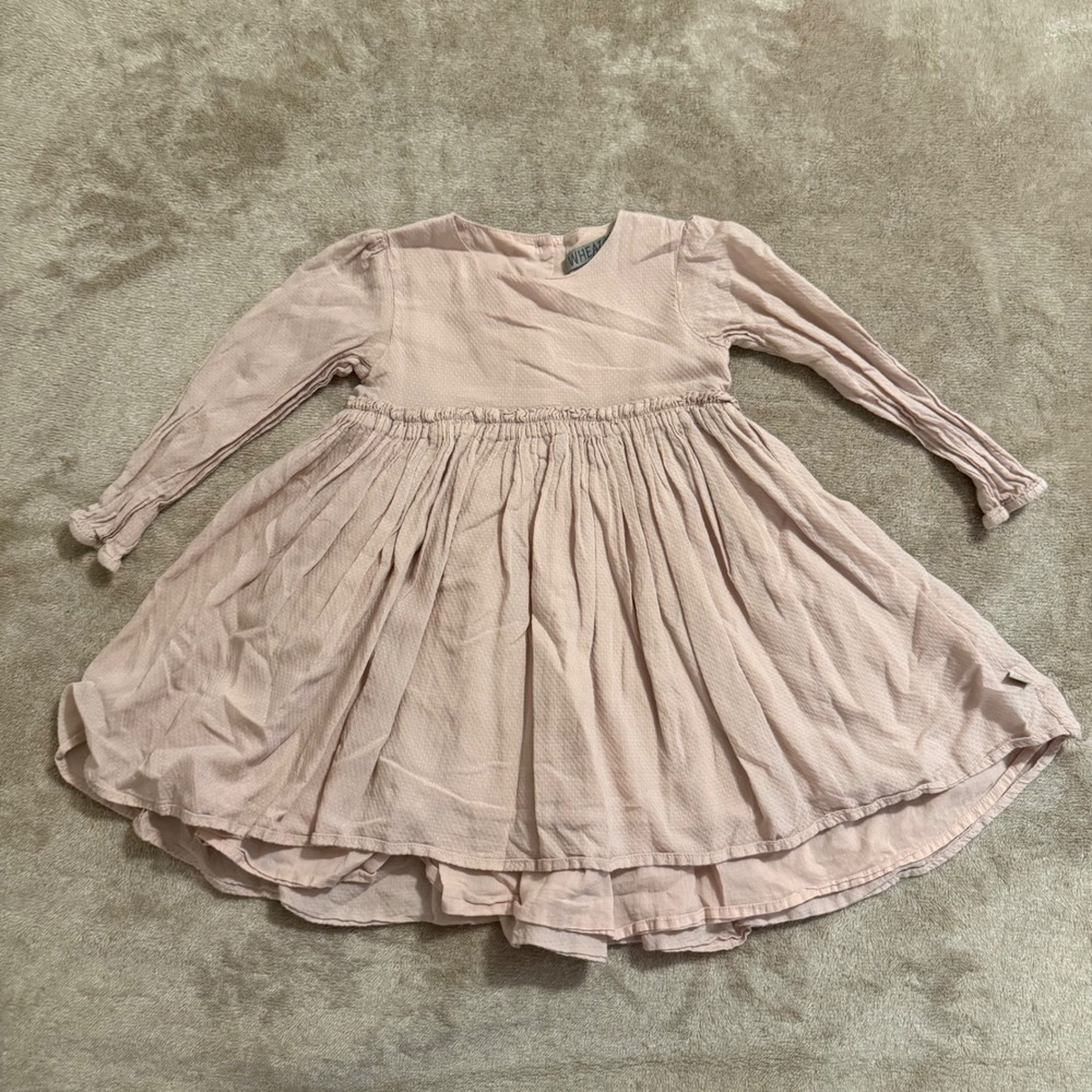 Wheat Danish Design Magda Pink Swiss Dot Long Sleeve Dress Kids 2Y 92